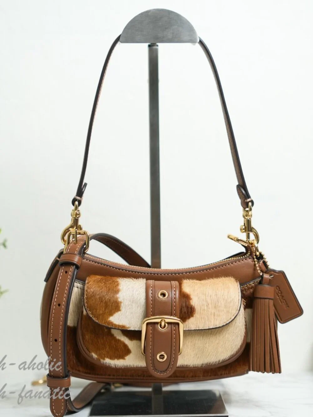 Coach CDX79 Ashton Mini Shoulder Bag Haircalf With Cow Print Brown Crossbody NWT